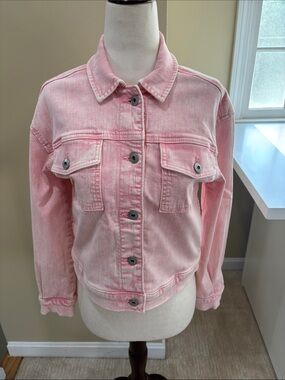 abercrombie kids Pink Washed Denim Button-Up Jacket Girls Size 11/12 EUC